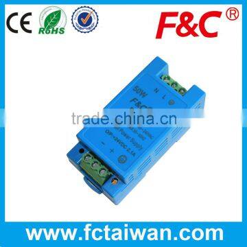 Mini Din-Rail Switch Power Supply 50W 24Vdc 2.1A transformer 100-120VAC or 200-240 VAC input