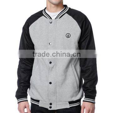 Raglan Style Grey Black Varsity Jackets/ Varsity Jackets Wholesale/ Letterman Embroidered Jackets