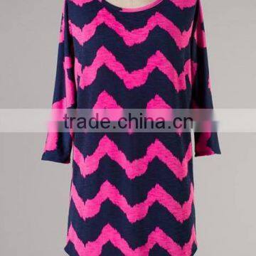 2014 Fashion Summer Pink and Navy Print Women Plus Size Tunic Tank Top Wholesale L1630