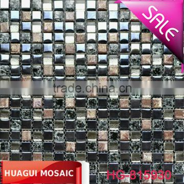 Home decor / living room glass mosaic dark color ice crack glass mix ceramic mosaic tile