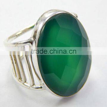 Natural green onyx ring 92.5 sterling silver jewellery