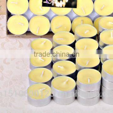 unscent yellow color tealight candle for garden decorative