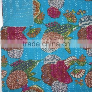 Handmade Kantha Quilt Floral Kantha Quilt Floral Kantha Blanket Kantha Bedspread Kantha Throw Kantha Bedding