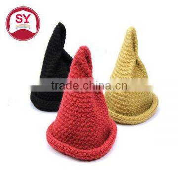 female warm knitted winter hats tip pointed coarse funny wool curling custom design winter hats