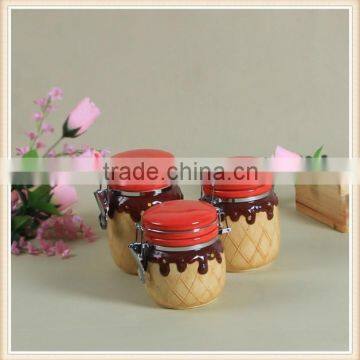 ceramic chocolate cream jar in chocolate design seal pot