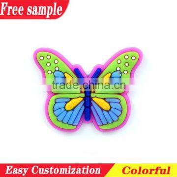 Butterfly design soft PVC shoe lace charm