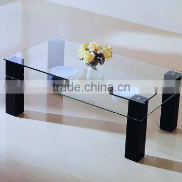 Tempered clear glass coffee table with MDF legs