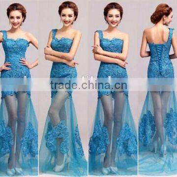 New Fashion Women's Sexy One-shoulder Cheap Price Evening Dress Mermaid Transparent Cheap Price Evening Dress photo-2