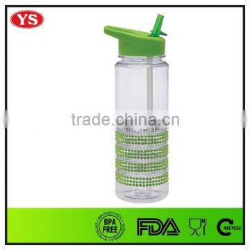 Bpa free 750 ml bling bling band cool water bottles with straw