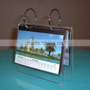 Clear Acrylic Desk Calendar Display Stand With a Pen Box, Transparent Plexiglass Calendar Holder With 4x6inch photo-2