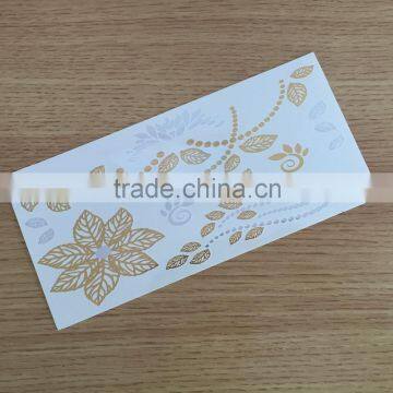 2015 High Quality Golden Flower Metallic Body Tattoo Sticker