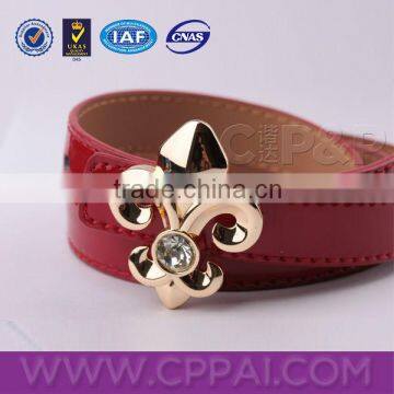 Red shining high-end genuine with top grade metal belt buckle Italian leather belt