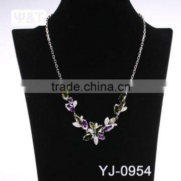 Multi Pendant Jewelry Trendy Long Leather Tassel Bib Crystal Rosary Necklace