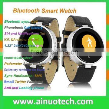 1.22" G+G round screen bluetooth watch S365 smart wristwatch Sync Notification: SMS Email Twitter Facebook Anti-lost Pedometer