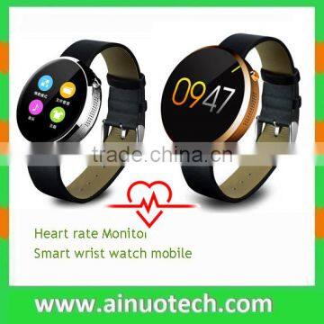 leath strap 1.22" IPS round screen bluetooth smart watch with heart rate monitor for lady DM360 D360 S360 for iphone android