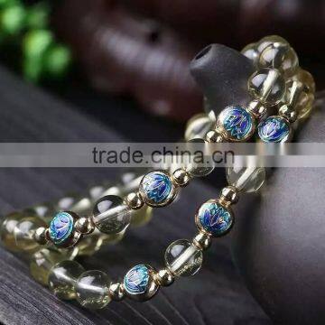 Smoky Quartz Crystal Bracelet With Beautiful Folwer for Wholesale Price