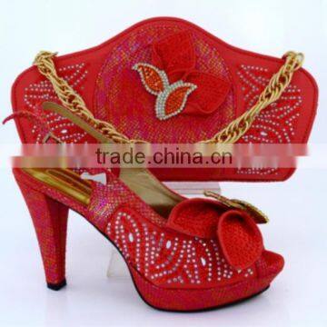 Elegant flower design women shoes and matching bag italian shoes and bag for weeding