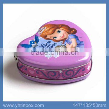 decorative heart shaped silver metal jewelry box best gift tin box