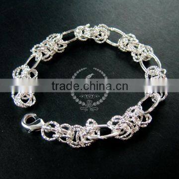 20cm silver plated brass faceted circle round oval link fashion DIY bracelet supplies 1900066