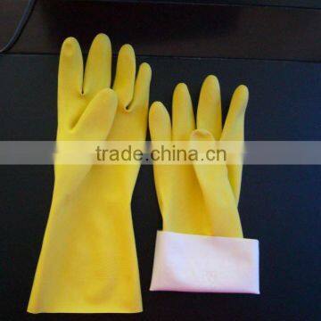 Spary lined latex household gloves, rubber gloves