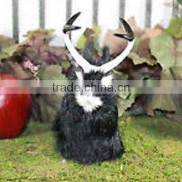 Horns Easter Bunny Furry Animal Taxidermy Decor Black Jackalope Rabbit