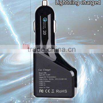 Good quality 4 USB Quick Charge 2.0 car charging Charger travel charger, Intelligent car Charging, BLACK