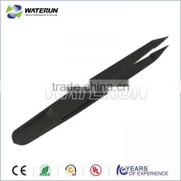 Plastic 93302 Cleanroom conductive point black tweezers