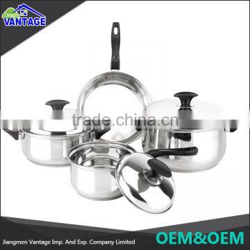 High Quality bakelite handle 7pcs non-stick mirror polishing stainless steel cookware