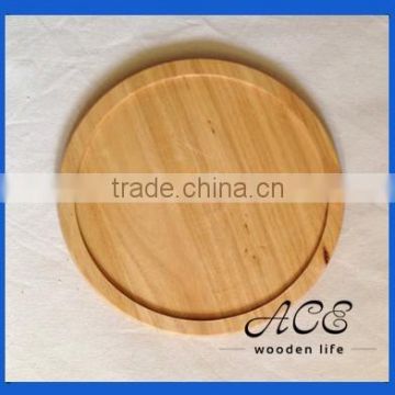 Round Shape Wooden Tray Wooden Fruit Plate Food Safe Varnish Rubber Wood Tray