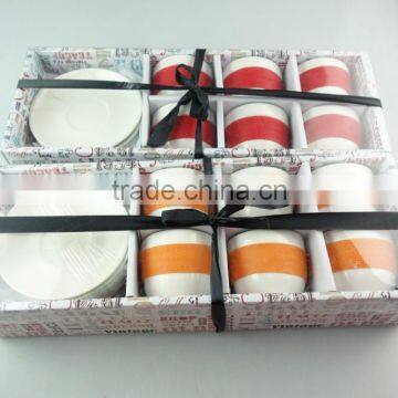 cheap color tableware six cup and saucer with color box