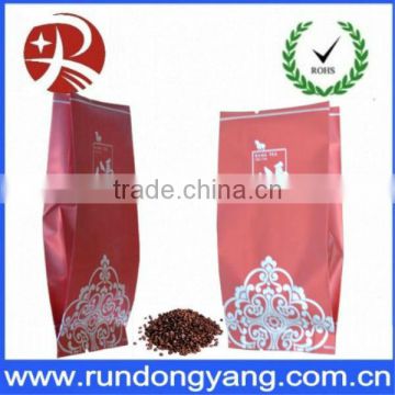 Heat seal printed pink plastic coffee bag for packing/side gusset bag