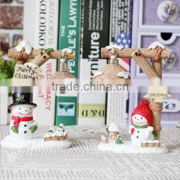 Resin Houses Decorated With Christmas Lights Snowman Lamp photo-4