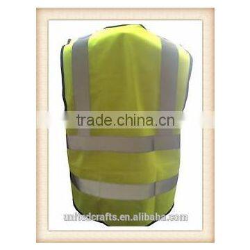 High Visibility Pocket Safety Zipper Vest With Reflective Strips Universal Size photo-2