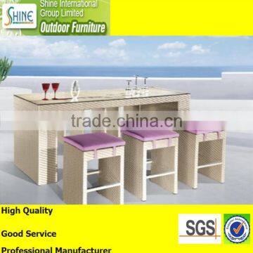 Outdoor Furniture Rattan Furniture Bar Stool and Bar Table, Rattan Bar Furniture