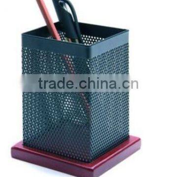 Rectangle Metal Mesh Pencil Holder With Wooden Bottle photo-2