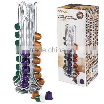 40 Rotating Nespresso Coffee Capsule Pod Holder Rack Tower Stand Gift photo-2