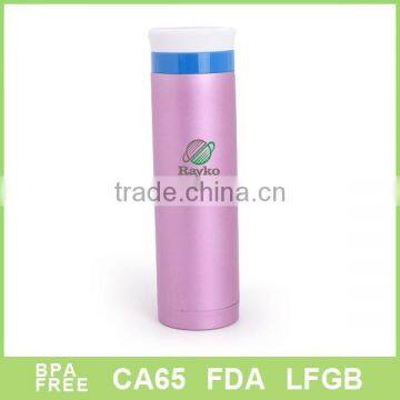 BPA free pink thermal mug with stainless steel with rubber painting