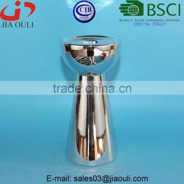 BSCI Audit Factory Dolomite Electroplated Silver Pillar Candle Holder, Candlestick Holder photo-2