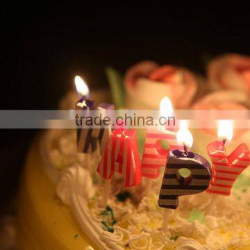 Point and Stripe Coloured English Character Shape Happy Birthday Candle photo-3