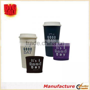 Hot Selling Simple Pattern Neoprene Reusable Cup Sleeves Brown Purple Blue and Pink Colored Cup Sleeves photo-6