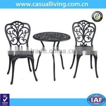 Outdoor Cast Aluminum Durable Black 3 Piece Patio Bistro Set