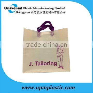 Beautiful Cream Film Blockbottom Colored Flexiloop Handle Plastic Charity Bag for Tailoring Shop photo-2
