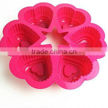 11052 Six Holes Heart Shaped Cake Mould Silicone Mould