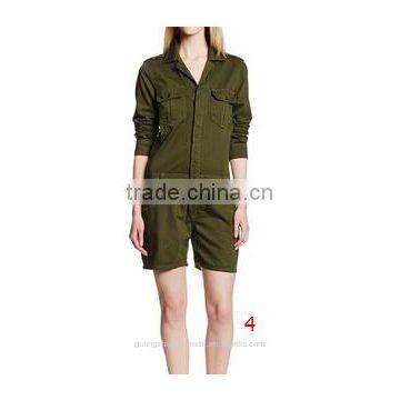 plus size Women's Military Shortall 100% cotton jeans long sleeve jumpsuit and rompers autumn /spring wear