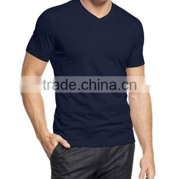 Wholesale Bulk Plain White Black Navy Blue V-Neck Crew Men Blank Custom Embroidery Printing T-Shirt Factory photo-2
