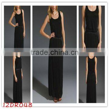 oem!long dress!sleeveless!12DR048 2012 Summer Great Selling Black Maxi Ladies Dress