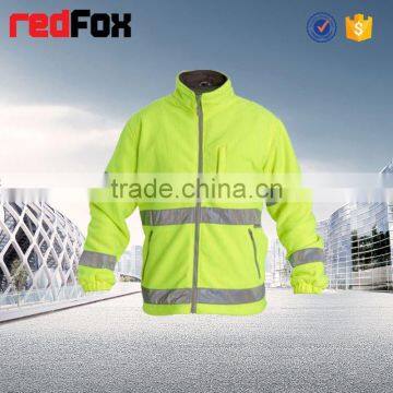 no Hood hi Vis Traffic Orange Safety Fleece Jacket photo-4