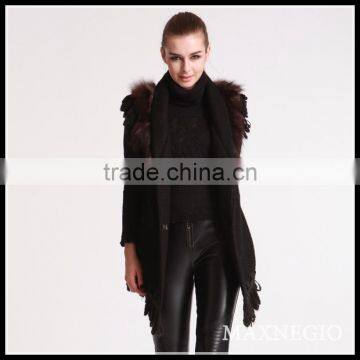 2 Color sleeveless fox fur collar coat new jacket women fashion autumn jacket