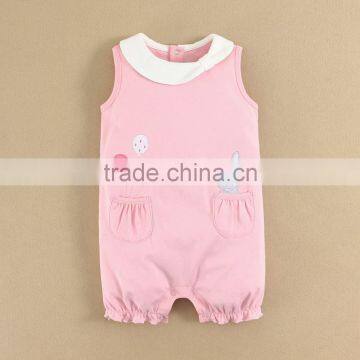 MOM AND BAB Cute Baby Gilrs Clothing Pink Baby Romper Embroidery Baby Bodysuit Pink