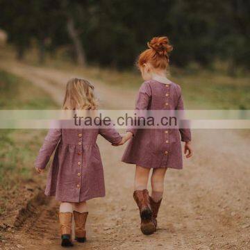 Kids Clothing Linen Dress Baby Long Sleeves Fancy Design Dress 6 Yesar Old Baby photo-5